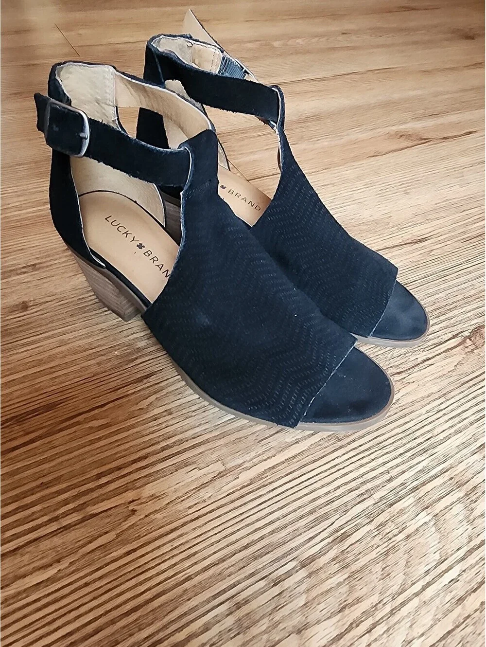 Size 7 - Women's Lucky Brand Baxley Black Suede Leather Sandals